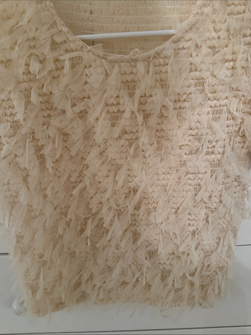 Zara Beige Textured Short Sleeve Top - Picture 2 of 3